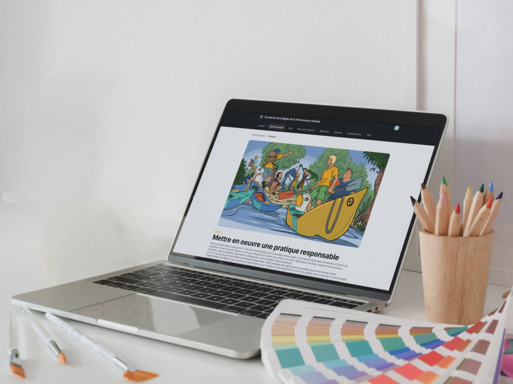Plateforme du CJD la Performance Globale mettant en scène l'illustration de régis demy, illustrateur à nantes