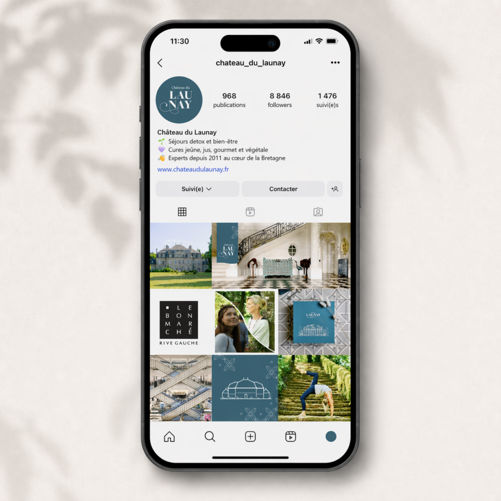 social media instagram château du launay, direction artistique  identité visuelle par Céline Foissey designer de l'écriture Nantes, La Baule.