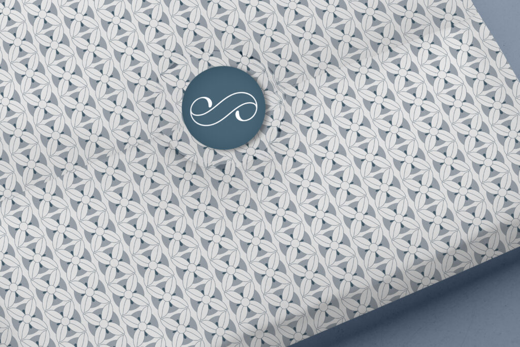 Motif de papier de soie et logo pour le château du launay par designer de l'écriture Céline Foissey Kahlie Nantes La Baule Bretagne