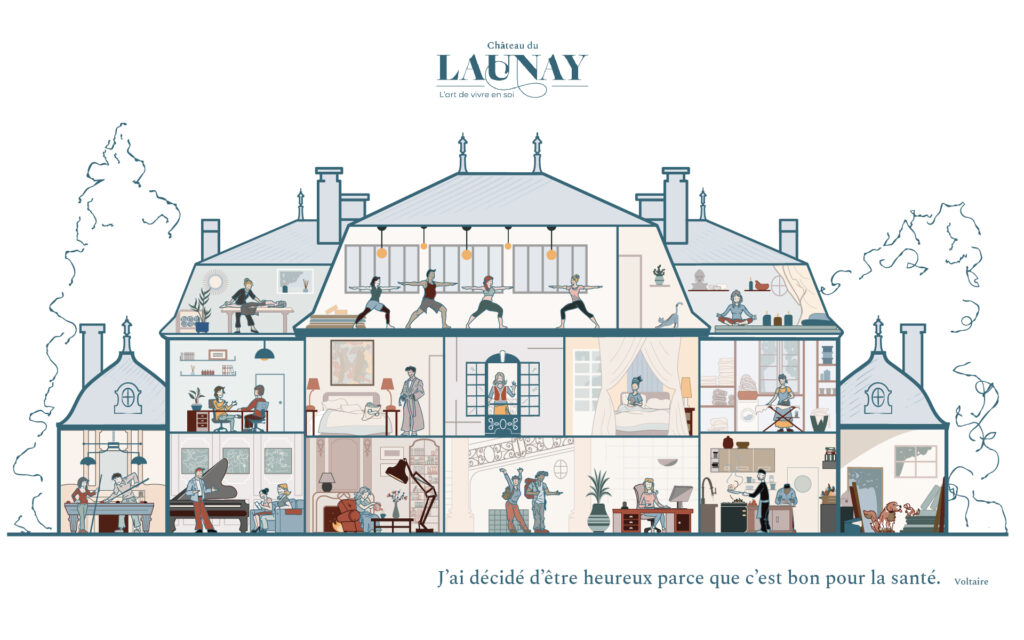 Illustration maison de poupée  pour carte de voeux et poster personnalisé par designer de l'écriture Céline Foissey Kahlie Nantes La Baule Bretagne